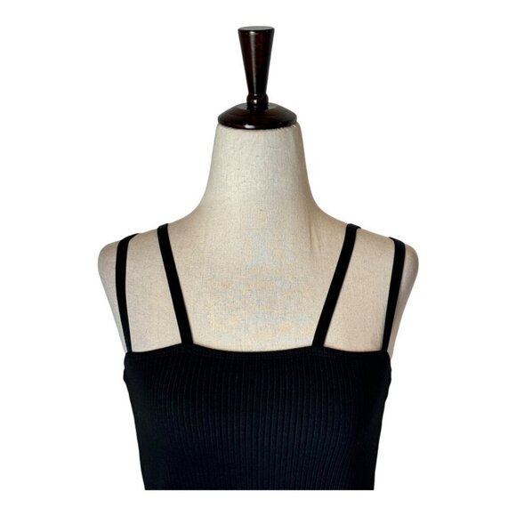 The Range Shirt Women XS Black Ribbed Knit Double Strap‎ Cropped Alloy Tank Top - Picture 4 of 10